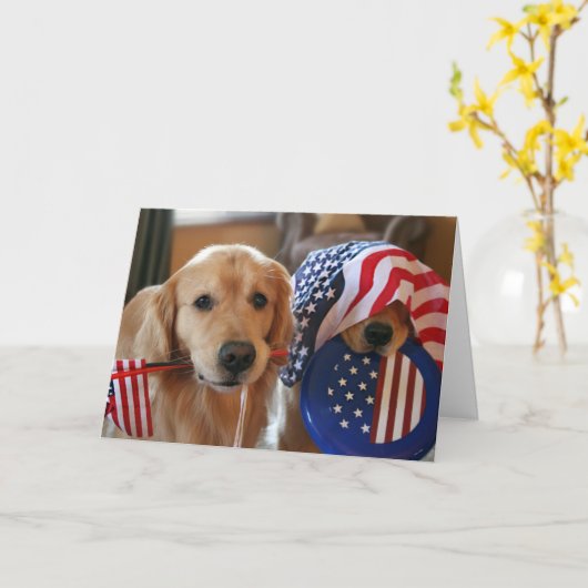 Golden Retriever Onafhankelijkheidsdag Wenskaart Kaart (Gele Bloem)