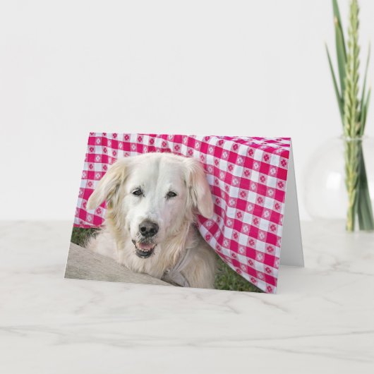 Golden Retriever onder tafelkleed voor verjaardag Kaart (Voorkant)