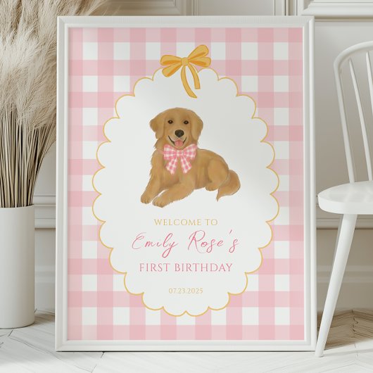 Golden Retriever One Golden Year Verjaardag Welkom Poster