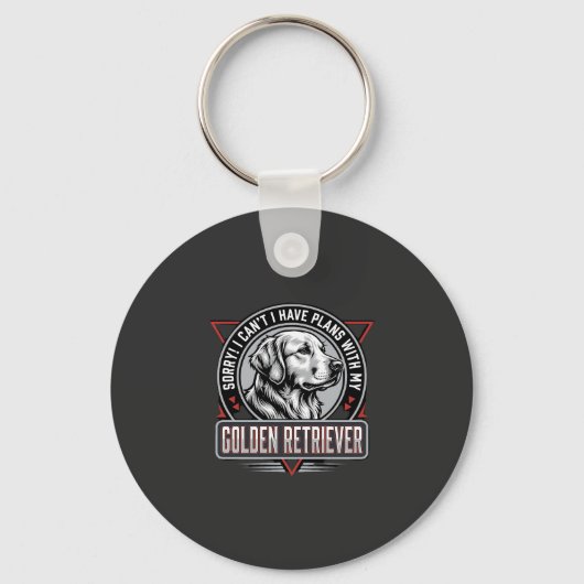 Golden Retriever Ontwerpt Hond Badge Design Sleutelhanger (Voorkant)
