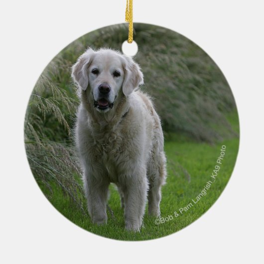 Golden Retriever op 2 Keramisch Ornament (Achterkant)