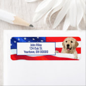 Golden Retriever op Amerikaanse vlag Etiket (Insitu)