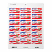 Golden Retriever op Amerikaanse vlag Etiket (Full Sheet)