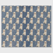 Golden Retriever op Blue Jean Denim Cadeaupapier (Vlak)