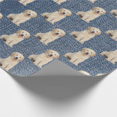 Golden Retriever op Blue Jean Denim Cadeaupapier (Hoek)