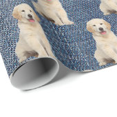 Golden Retriever op Blue Jean Denim Cadeaupapier (Rol Hoek)