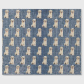 Golden Retriever op Blue Jean Denim Cadeaupapier (Vlak)