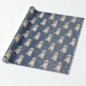 Golden Retriever op Blue Jean Denim Cadeaupapier (Uitgerold)