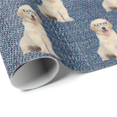 Golden Retriever op Blue Jean Denim Cadeaupapier (Rol Hoek)