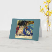 Golden Retriever op de bankkaart Kaart (Gele Bloem)