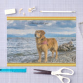 Golden Retriever op de blauwe oceaan rotsachtig Tissuepapier (Craft)