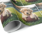 Golden Retriever op een Football Cadeaupapier (Rol Hoek)