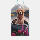 Golden Retriever op een peddel: Een Schilderachtig Cadeaulabel (Voorkant)