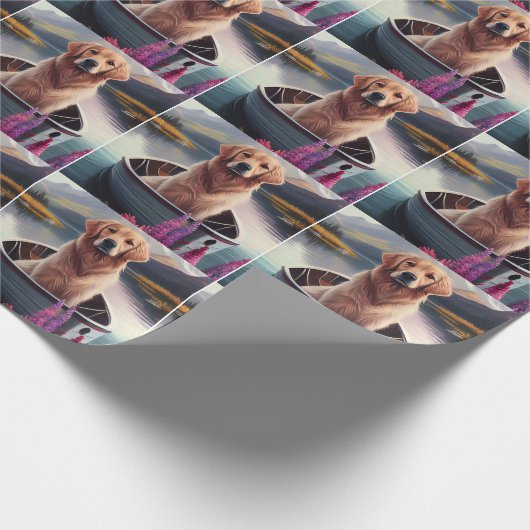 Golden Retriever op een peddel: Een Schilderachtig Cadeaupapier (Hoek)