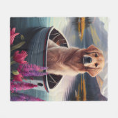 Golden Retriever op een peddel: Een Schilderachtig Fleece Deken (Voorkant (Horizontaal))