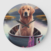 Golden Retriever op een peddel: Een Schilderachtig Grote Klok (Voorkant)