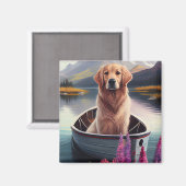 Golden Retriever op een peddel: Een Schilderachtig Magneet (Voorkant / Achterkant)