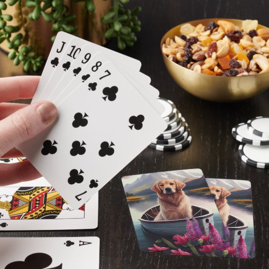 Golden Retriever op een peddel: Een Schilderachtig Pokerkaarten (Insitu)