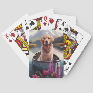 Golden Retriever op een peddel: Een Schilderachtig Pokerkaarten