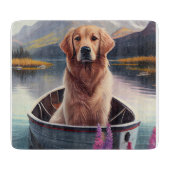 Golden Retriever op een peddel: Een Schilderachtig Snijplank (Voorkant)