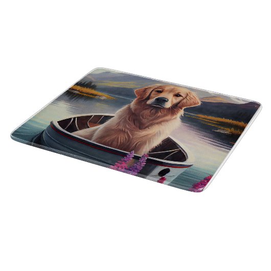 Golden Retriever op een peddel: Een Schilderachtig Snijplank (Hoek)