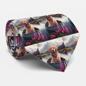 Golden Retriever op een peddel: Een Schilderachtig Stropdas (Opgerold)