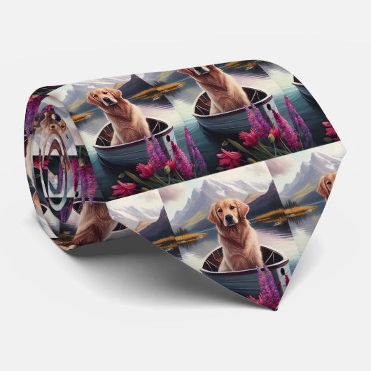 Golden Retriever op een peddel: Een Schilderachtig Stropdas (Opgerold)