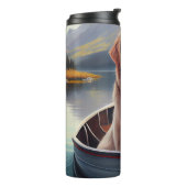 Golden Retriever op een peddel: Een Schilderachtig Thermosbeker (Gedraaid links)