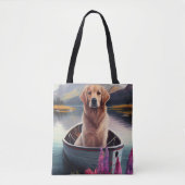 Golden Retriever op een peddel: Een Schilderachtig Tote Bag (Voorkant)