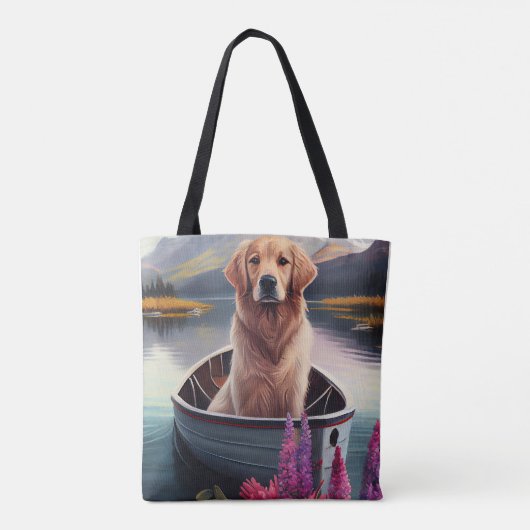 Golden Retriever op een peddel: Een Schilderachtig Tote Bag (Achterkant)