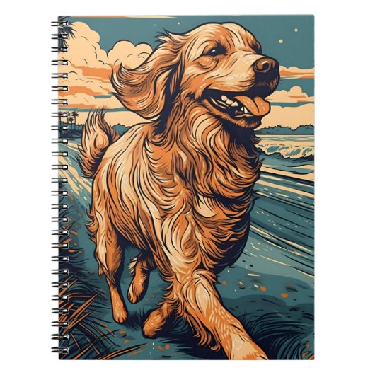 Golden Retriever op een tropisch strand tijdens zo Notitieboek (Voorkant)