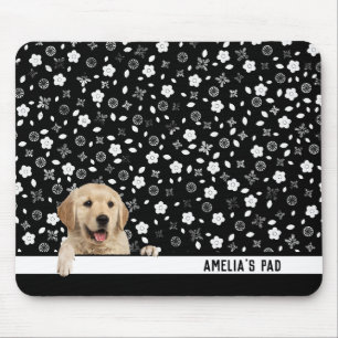 Golden Retriever op Floral Print Muismat