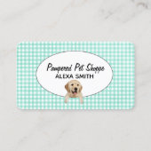 Golden Retriever op Gingham voor Pet Grooming Visitekaartje (Voorkant)