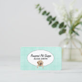 Golden Retriever op Gingham voor Pet Grooming Visitekaartje (Staand voorkant)