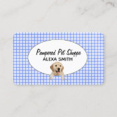 Golden Retriever op Gingham voor Pet Grooming Visitekaartje (Voorkant)