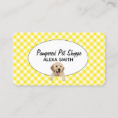 Golden Retriever op Gingham voor Pet Grooming Visitekaartje (Voorkant)