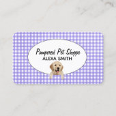 Golden Retriever op Gingham voor Pet Grooming Visitekaartje (Voorkant)
