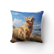 Golden retriever op het strand