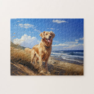 Golden retriever op het strand legpuzzel