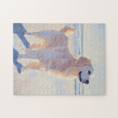 Golden Retriever op het Strand Legpuzzel (Horizontaal)
