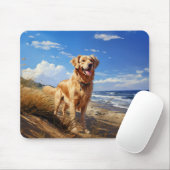 Golden retriever op het strand muismat (Met muis)