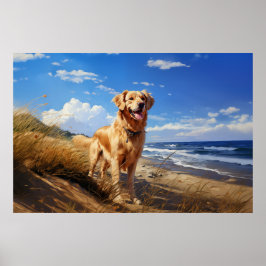 Golden retriever op het strand poster
