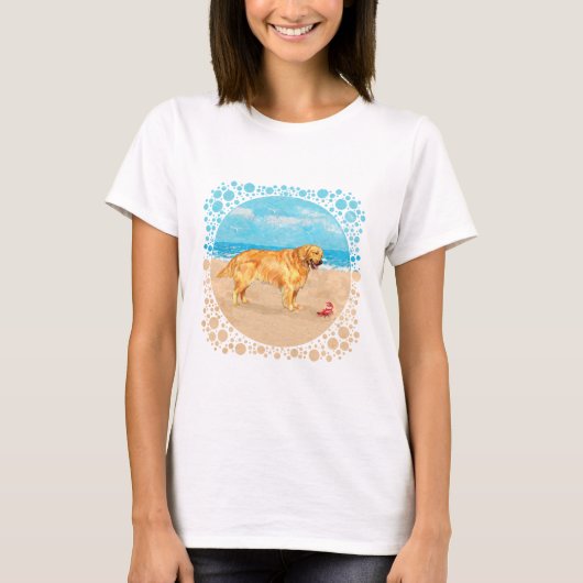 Golden Retriever op het Strand T-shirt (Voorkant)
