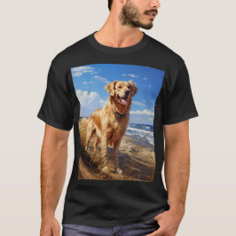 Golden retriever op het strand t-shirt