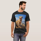 Golden retriever op het strand t-shirt (Voorkant volledig)