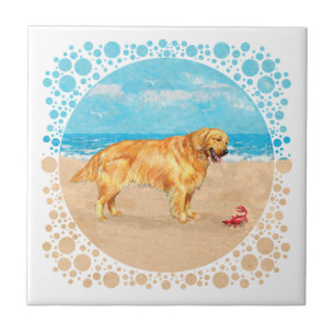 Golden Retriever op het Strand Tegeltje