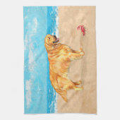 Golden Retriever op het Strand Theedoek (Verticaal)