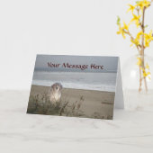 Golden Retriever op het strand Wenskaart Kaart (Gele Bloem)