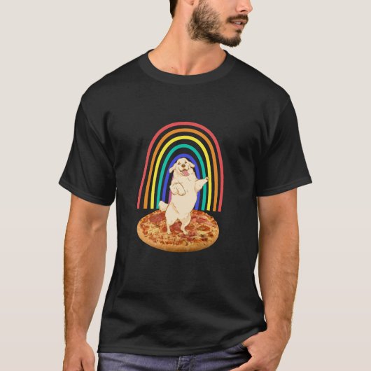Golden Retriever op pizza T-shirt (Voorkant)