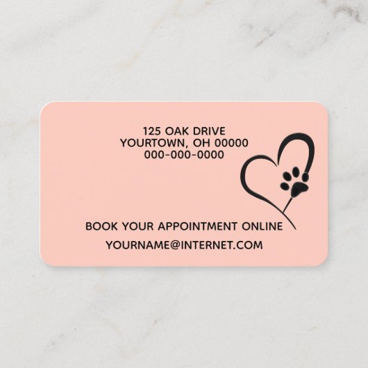 Golden Retriever op Polka Dots for Pet Grooming Visitekaartje (Achterkant)